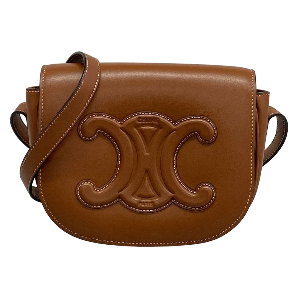 Celine Forco Cuir Triomphe Shoulder Bag 198263DU3.04LU Tan (Brown)